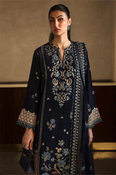 ZAHA - 3PC DHANAK EMBROIDERED SHIRT WITH DHANAK EMBROIDERED SHAWL AND TROUSER - HZU2464